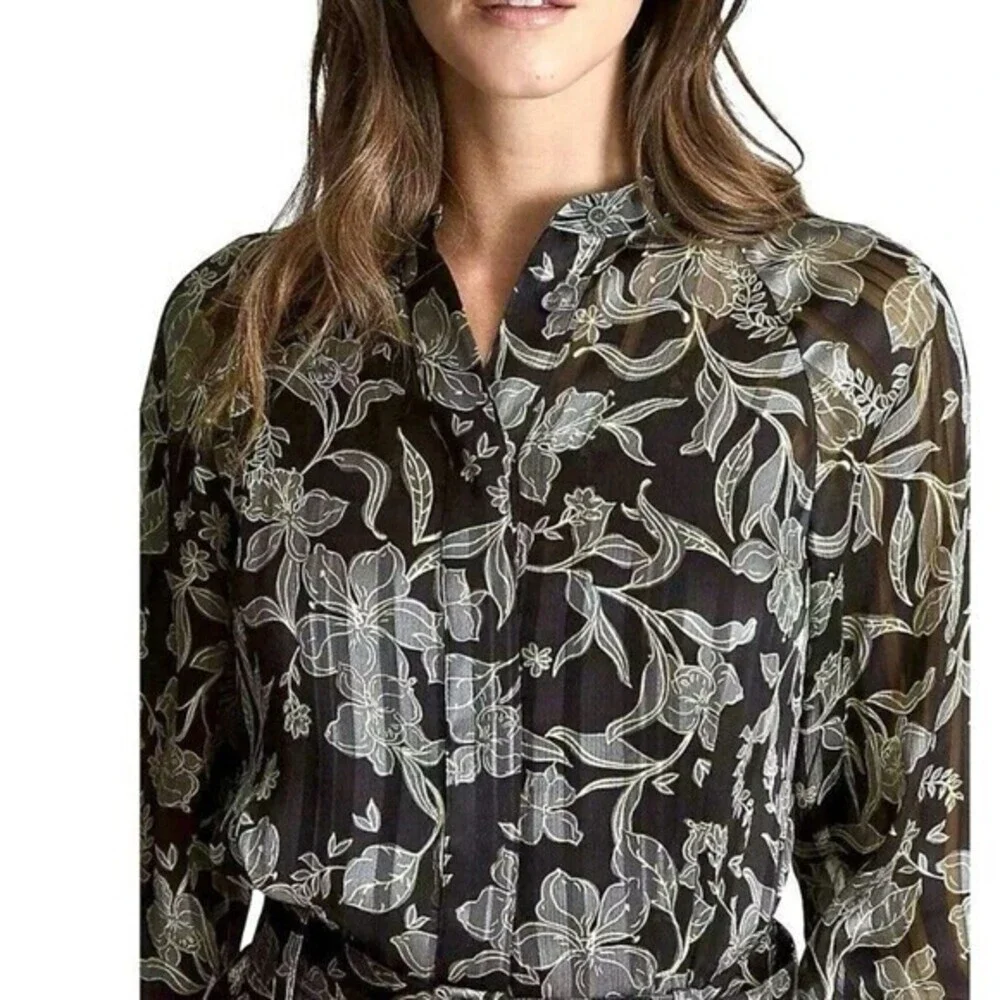 Reiss Women Larissa Mini Dress 6 Floral Belted Long Sleeve Event Party Easter
